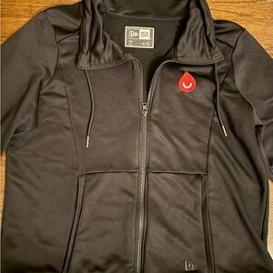 New Era Black Zip-Up Jacket with Red Logo XL